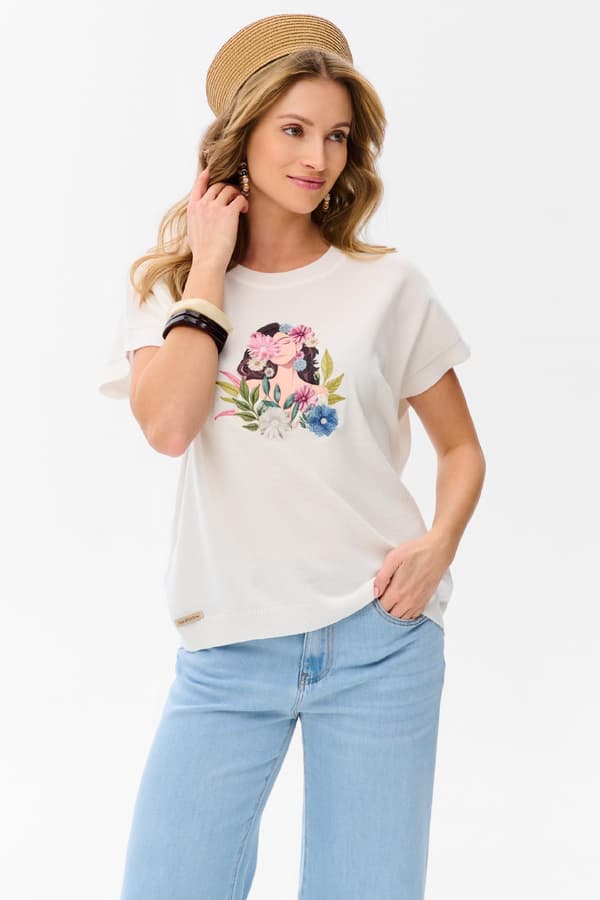 Damebluse Garden Ecru 36/38