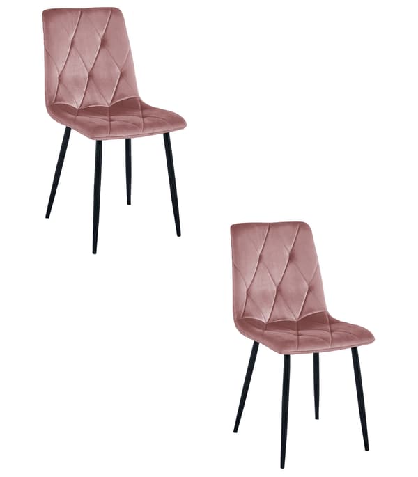 LIBRA-tuoli - pinkki sametti / mustat jalat x 2