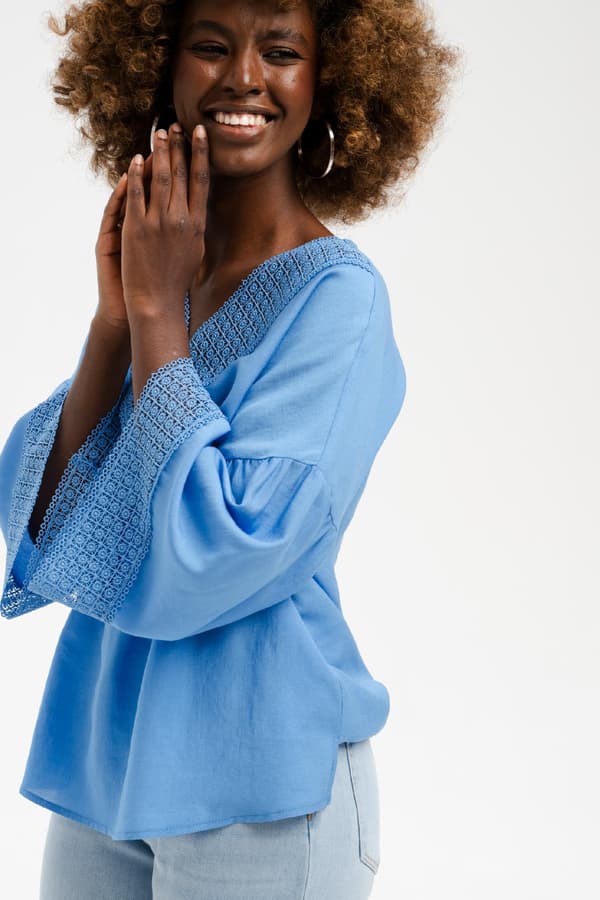 Terii Blå Damebluse Terii Blå Damebluse 36