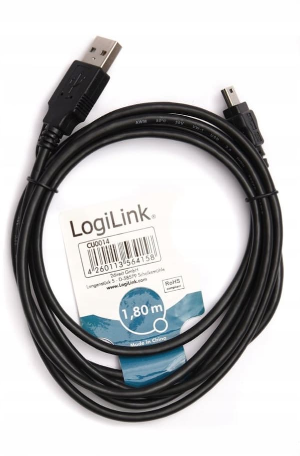 LogiLink CU0014 USB 2.0 -kaapeli USB A > mini USB 1,8 m