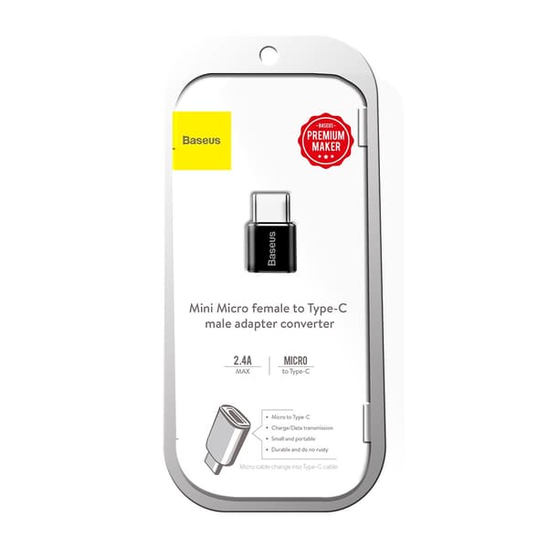 Mini Micro USB - USB-C -sovitin - musta