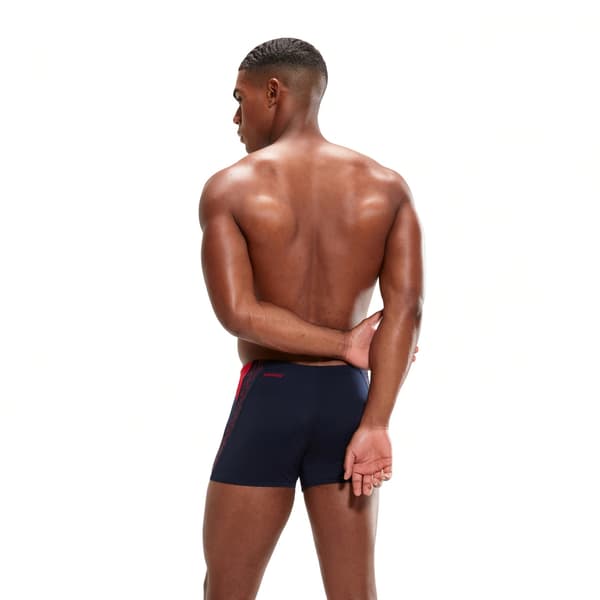 Speedo hyperboom SPL short AM 34 marinblå/röda badshorts