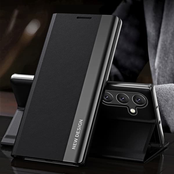 Samsung Galaxy S25+ Sleep Case Pro med fällbart lock och stativ - Svart