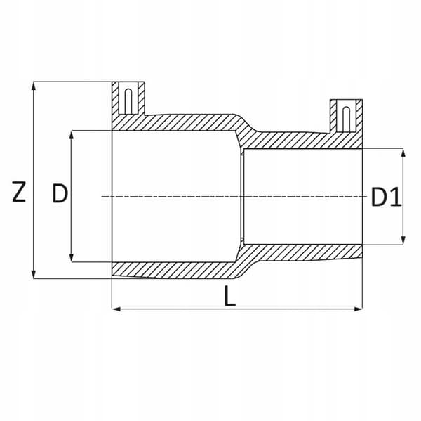 PE-reduktionskoppling til elsvejsning 60x50mm PE100 SDR11 EF