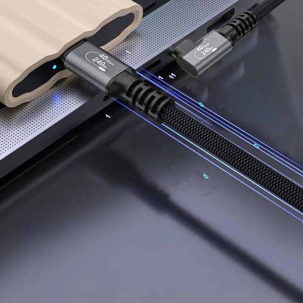 Thunderbolt 4 USB-C 240W 4K 1m kulmakaapeli - musta