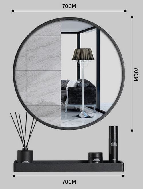 Peili hyllyllä 70 cm musta