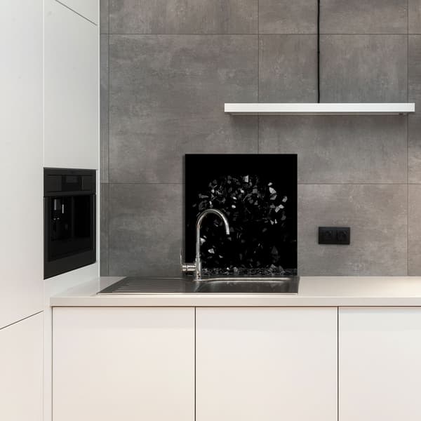 GLASPANEL FÖR KÖK 60x65 Svart