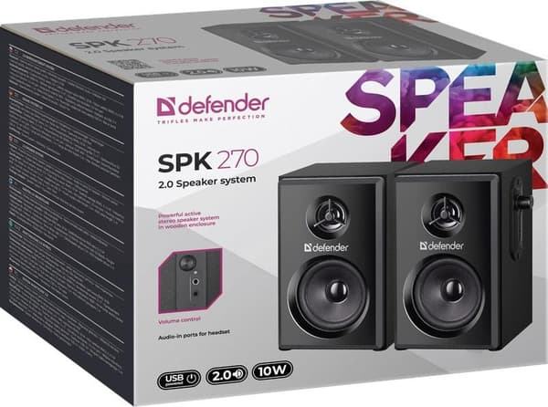 Defender SPK-270 2.0 10W USB-højttalere sort