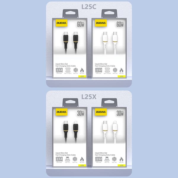 USB-C 60W Silikonekabel 1m - Hvid