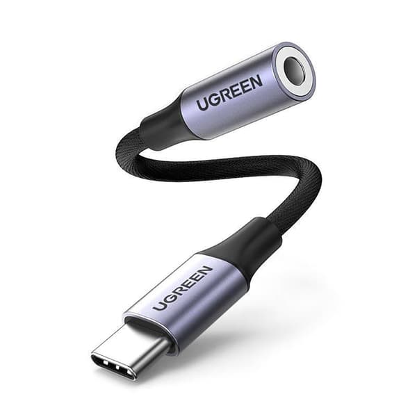 Hovedtelefonadapter mini-jack 3,5 mm (hun) - USB-C (han) 10 cm - grå