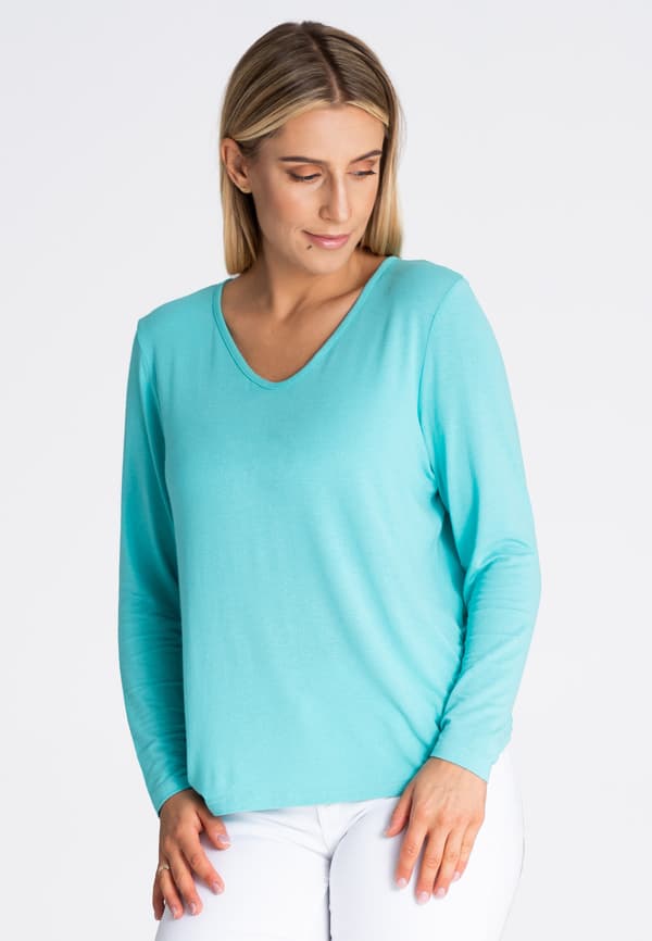 Damblus damebluse med lange ærmer grøn størrelse S