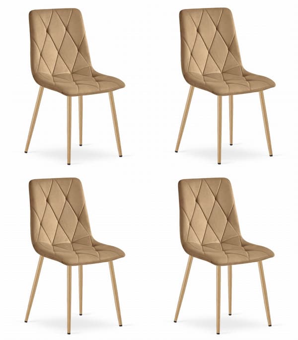 LIBRA stol - brun sammet / träfärgade ben x 4