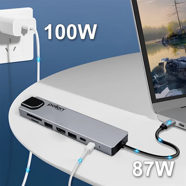 USB-C HUB 2*USB-A + 2*USB-C + RJ45 + HDMI + SD/TF