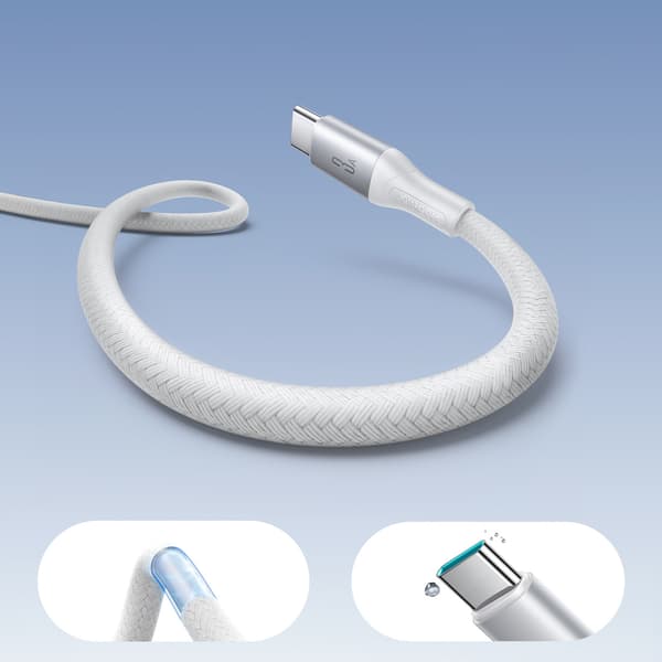 S-A28 Flettet Kabel USB-A - USB-C 3A 1m - Hvid