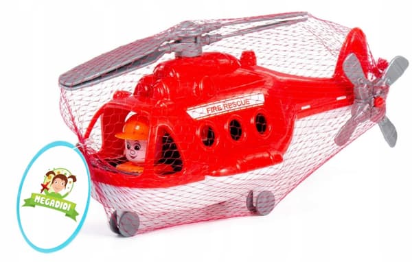 Legetøjsbrandhelikopter med figur 30 cm