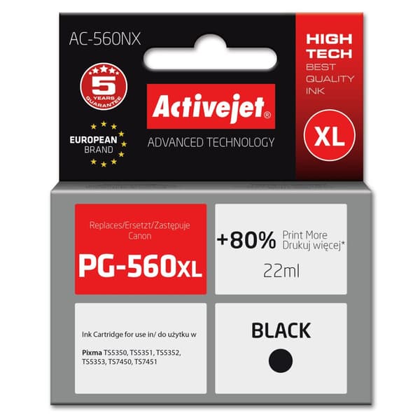 Activejet blæk til Canon PG-560XL new AC-560NX sort