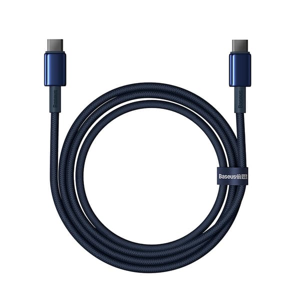 Volframguld USB-C-kabel - USB-C 100W 2m - Marinblå