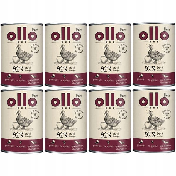 OLLO Pure Anka med Äpple våtfoder för hundar 8x400g