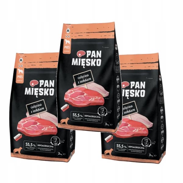 Pan Mięsko Hundfoder kalv med kalkonchips M 3x3kg