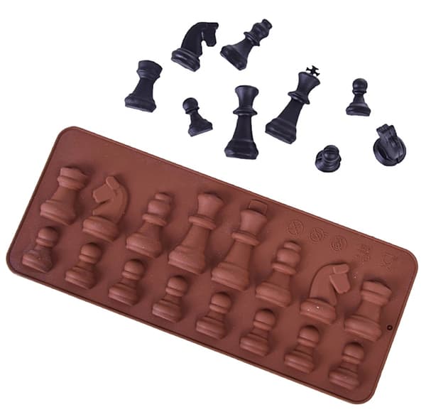 Silikonform för choklad, is, sockerpasta, schackpjäser