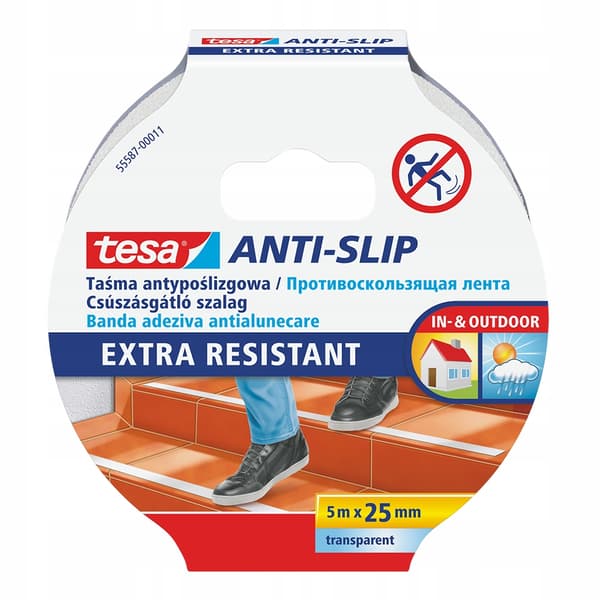 TESA självhäftande halkfri trapptejp, transparent, 5 m