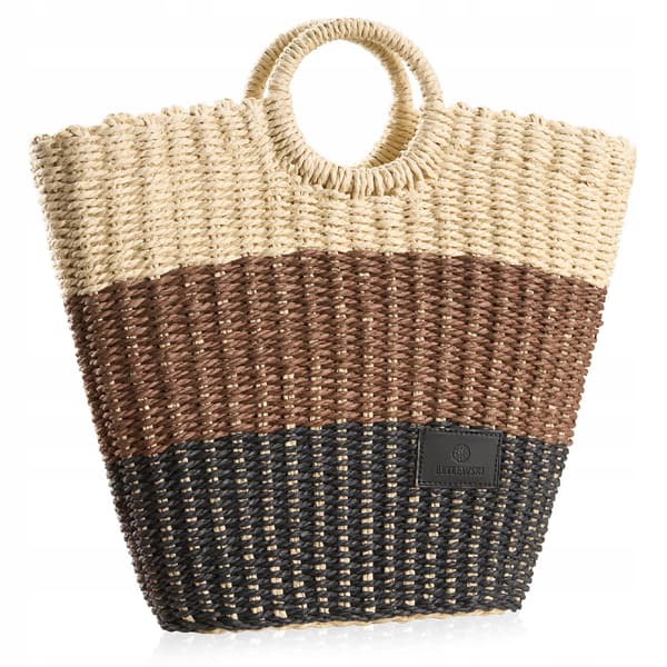 BTL-RA-04 BEIGE-MUSTA Suuri joulukorikassi SOLLY