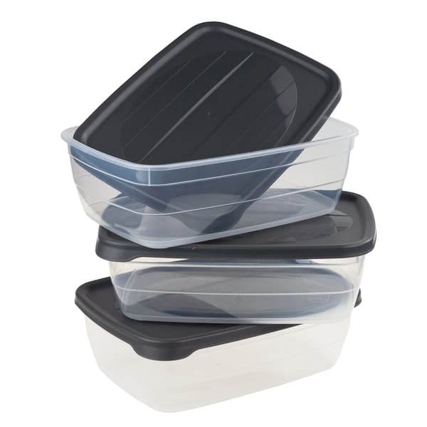 HOB021017 SET MED 3 REKTANGULÄRA MATBEHÅLLARE 2 L