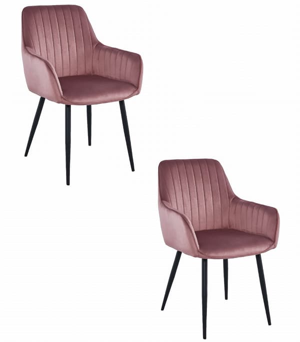 SOLDEN stol - rosa sammet / svarta ben x 2