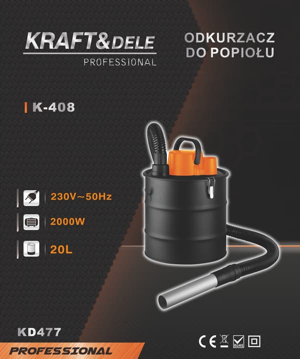 Asksugare 2000W 20L | Kraft&Dele