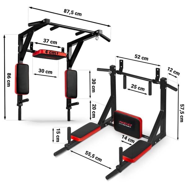 Väggmonterad pull-up-stång med ryggstöd NS-319