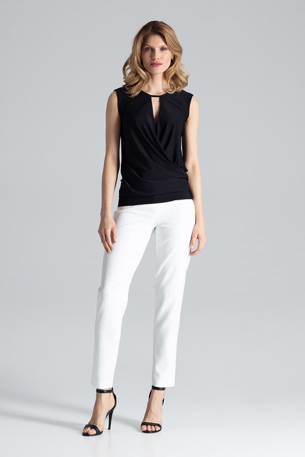 Elegant ärmlös blus kuvertblus ecru storlek S