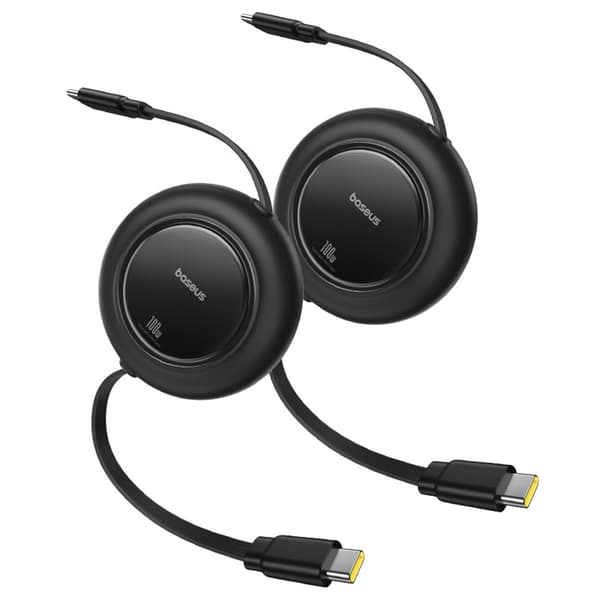 Udtrækkeligt USB-C-kabel 100W 2m sort - 2 stk.