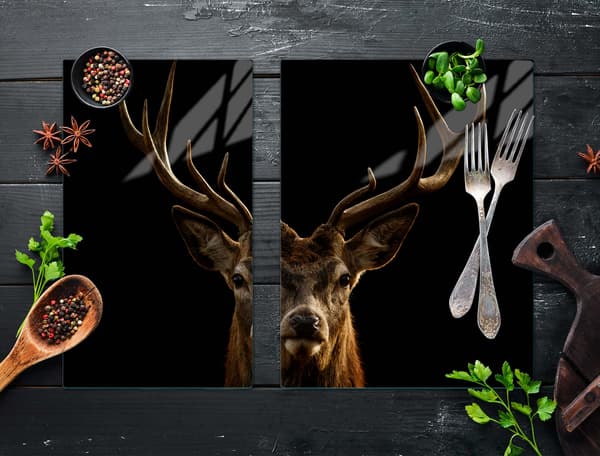 GLASBESKYTTELSESPLADE TIL KOMFUR 70x52 DEER