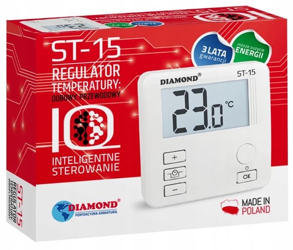TRÅDBUNDEN DAGLIG TERMOSTAT ST-15 (3003)