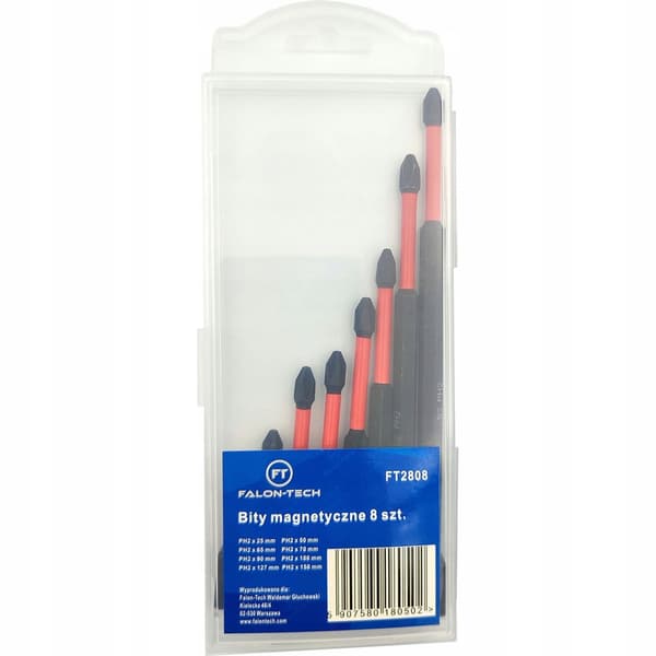 Falon-Tech PH2 lang magnetisk slagbitssæt, 8 dele