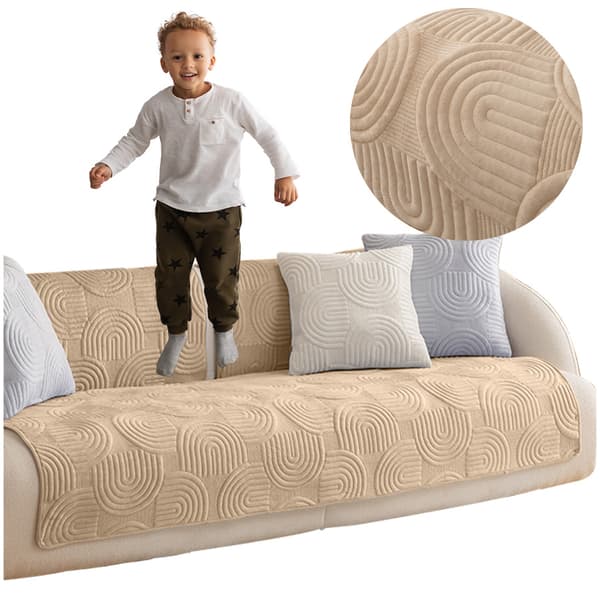 Sofakast og -skydd 90x210 cm beige med konveks mønster