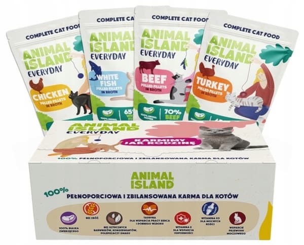 Våtfoder för katter ANIMAL ISLAND MIX 80x85 g