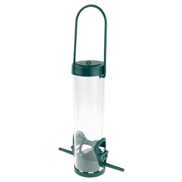 TG80440 TRANSPARENT FUGLEFODERHUS MED FODSTØTTE TIL FODER MED KORNLÅS