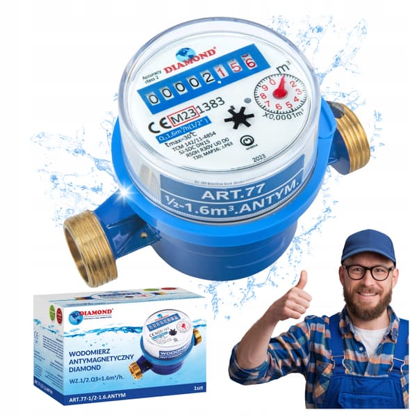 Antimagnetisk vattenmätare 1/2" 1,6 m³ kallvatten