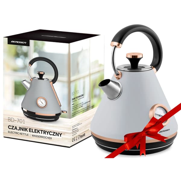 Vattenkokare med termometer 1,7L Berdsen BD-701 grå