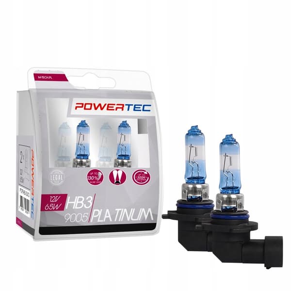 Pærer HB3 POWERTEC PLATINUM PLUS 130% 65W sæt godkendelse ECE R37