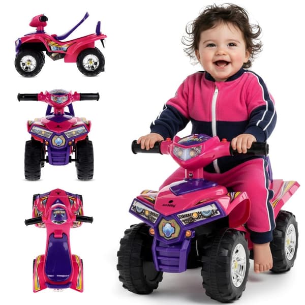 Åkstol for etåringer Quad lilla og pink