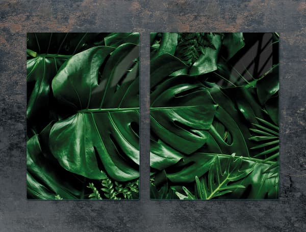 GLASSKYDDSPLÅT 75x52 MONSTERA