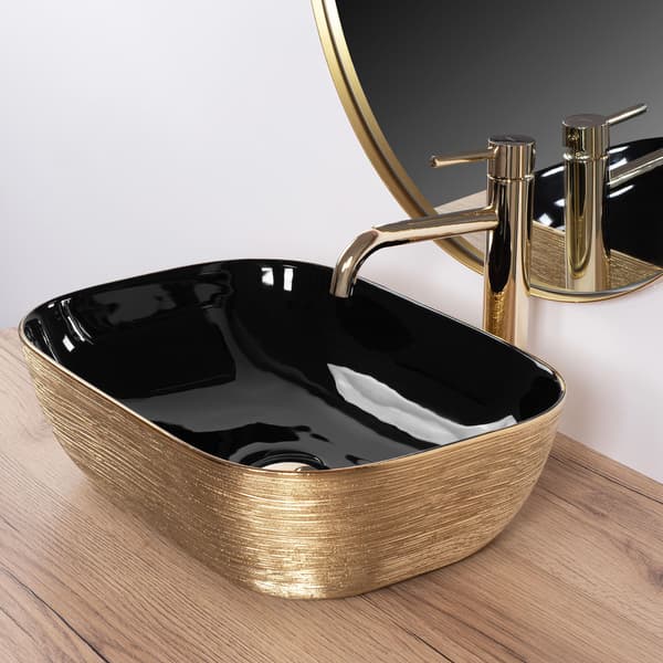 BELINDA BØRSTE GULD/SORT HÅNDVASK - BORDPLADE SKU REA-U8780