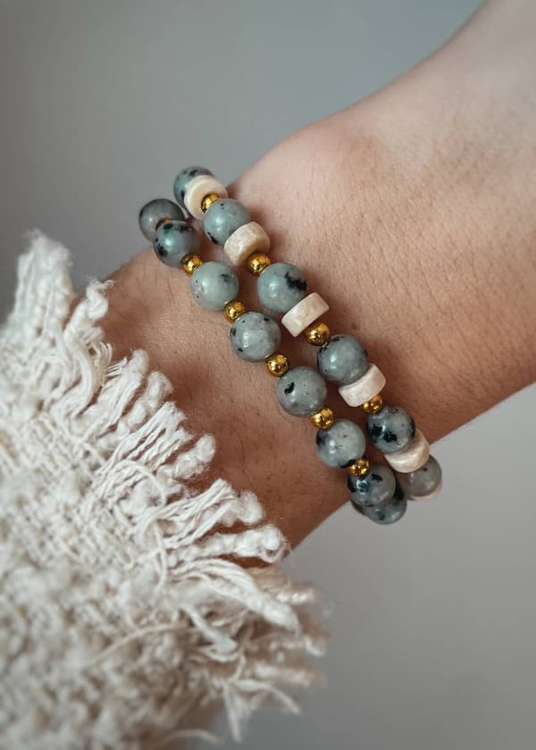 Blå kvarts elastisk armbånd