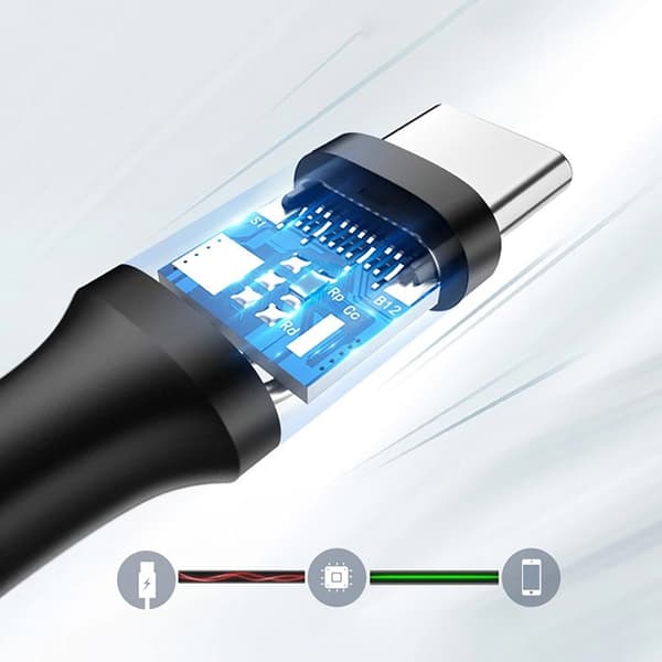 USB-A 3.0 - USB-C 3A -kaapeli 1,5 m - musta