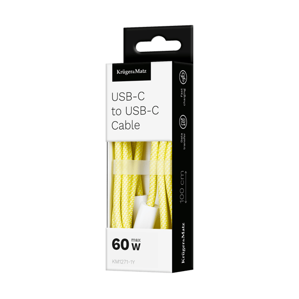 Kruger og Matz Basic USB-C til USB-C kabel 60 W 1 m gul