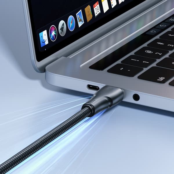 USB-C 60W flätad kabel 0,25m - svart