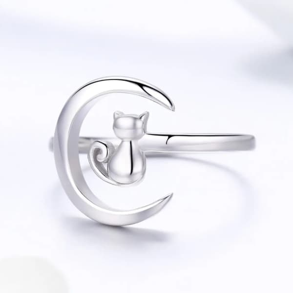 Silverring Justerbar Månkattring 925 Silver Trusky
