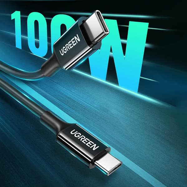 USB-C 5A snabbladdningskabel PD QC 1m Vit